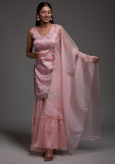 Pink Stonework Semi Crepe Designer Salwar Suit-Koskii