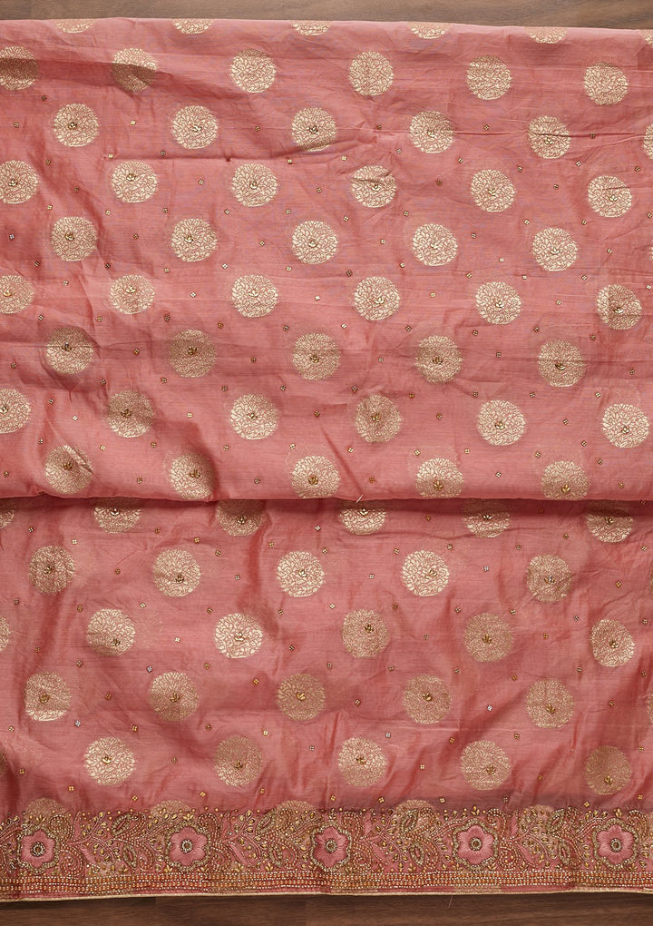 Pink Stonework Georgette Designer Unstitched Salwar Suit - Koskii