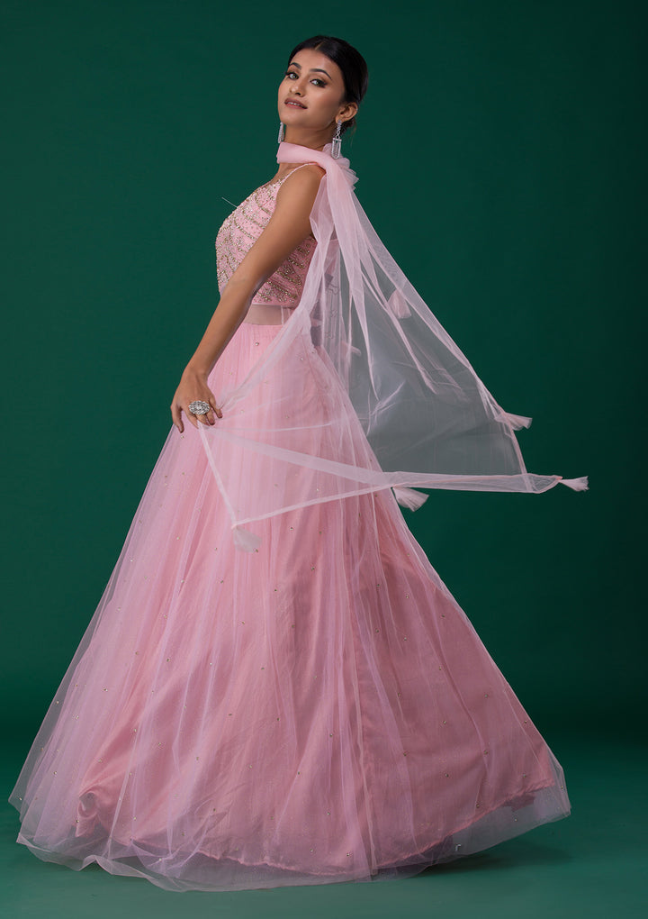 Pink Stonework Net Designer Gown-Koskii