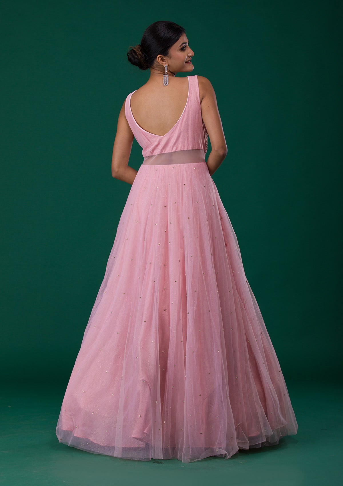 Pink Stonework Net Designer Gown-Koskii