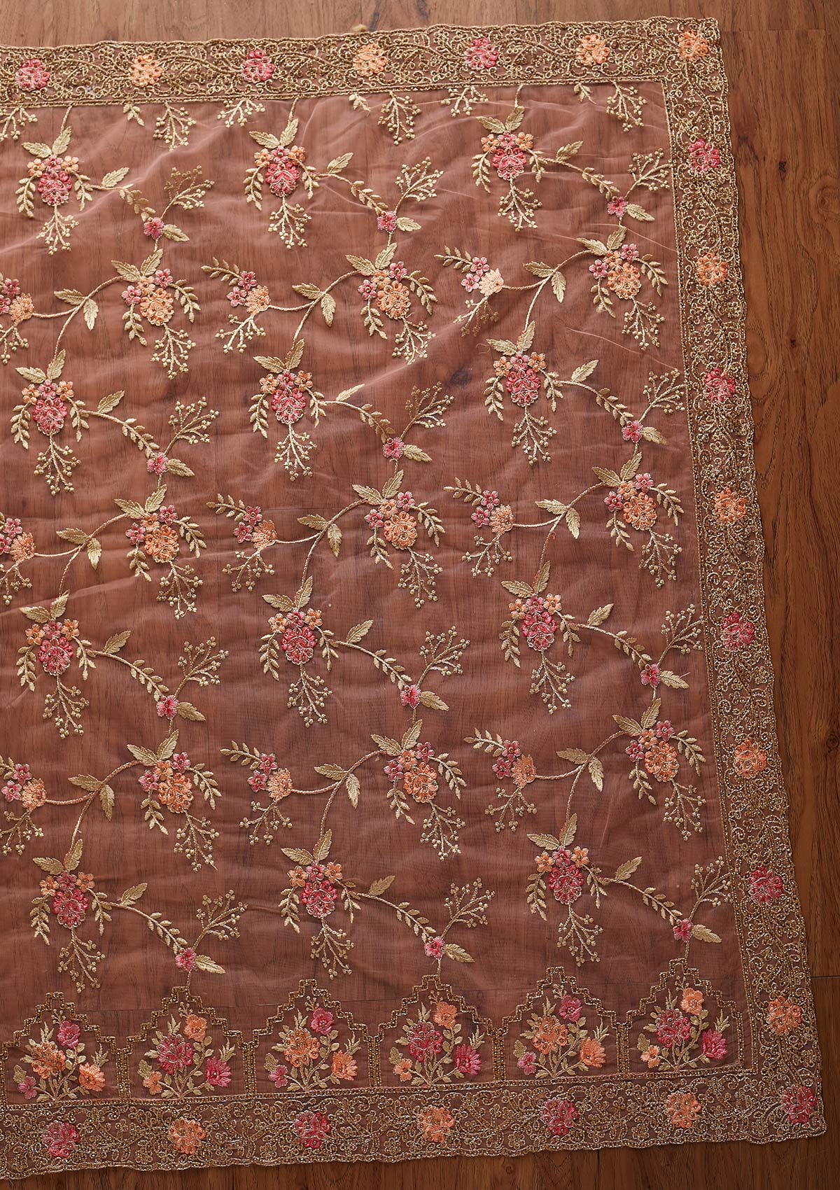 Pink Stonework Net Designer Saree - koskii