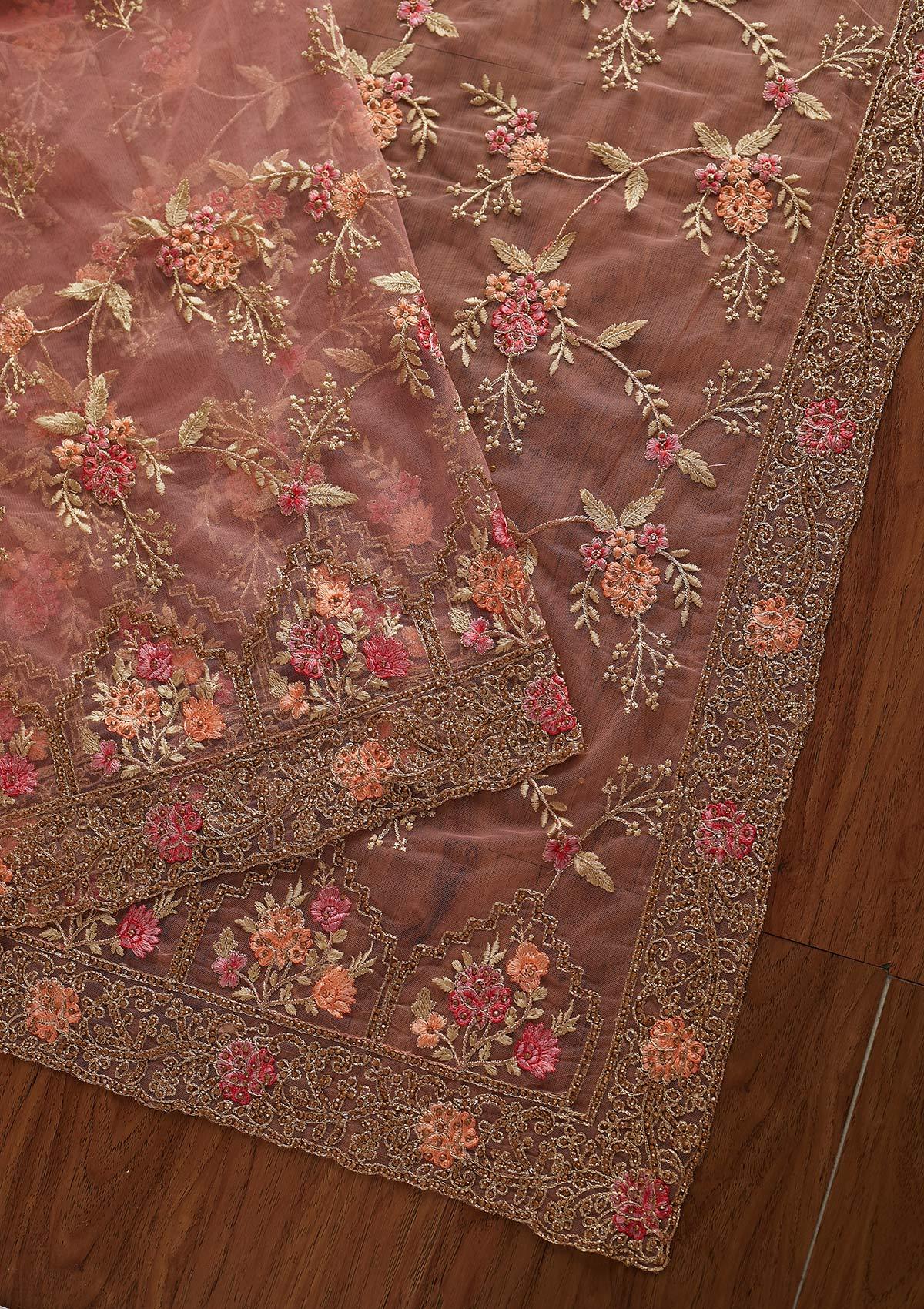 Pink Stonework Net Designer Saree - koskii