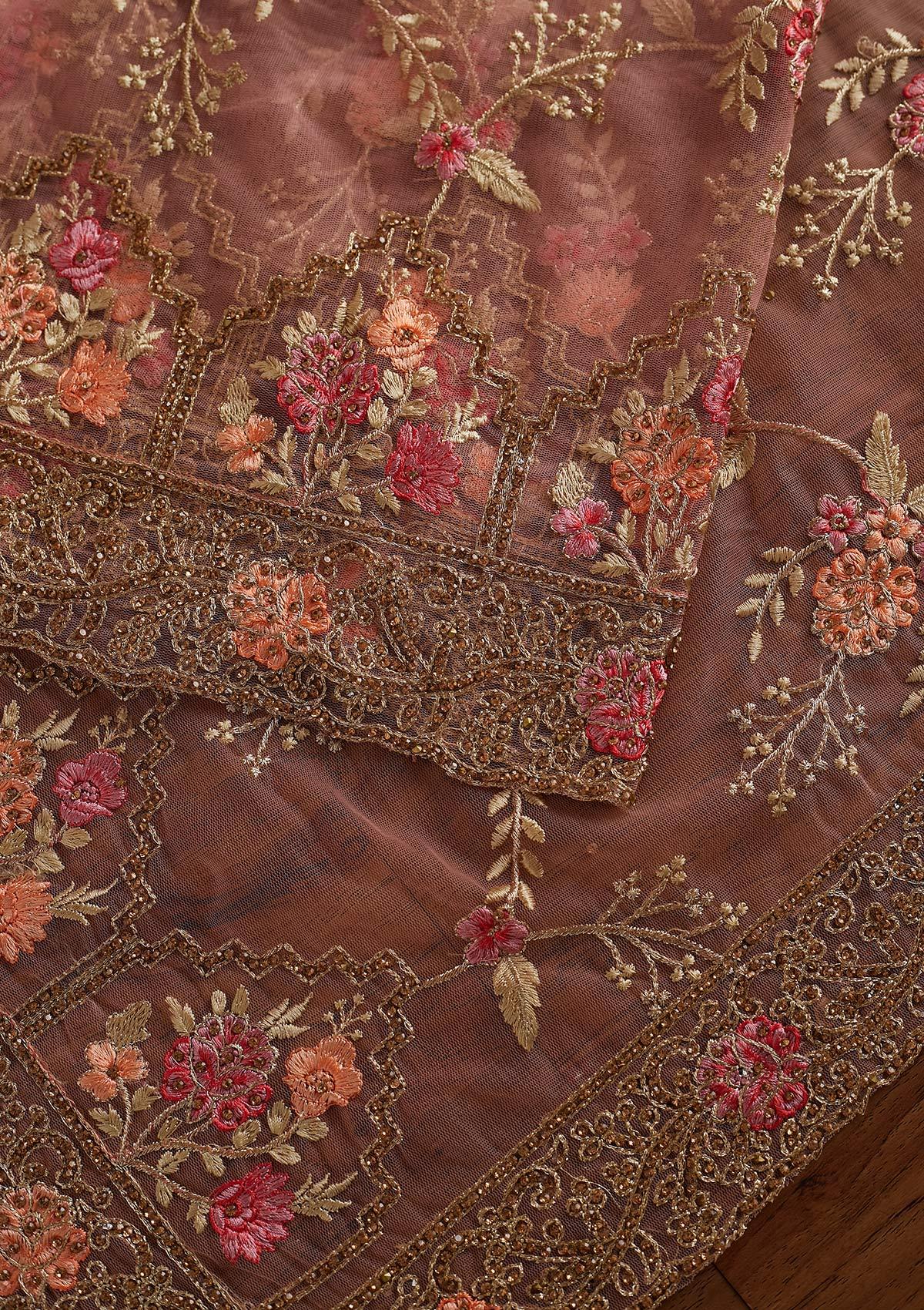 Pink Stonework Net Designer Saree - koskii
