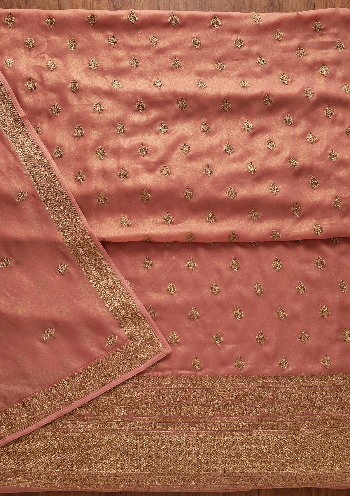 Pink Stonework Shimmer Designer Unstitched Salwar Suit - koskii