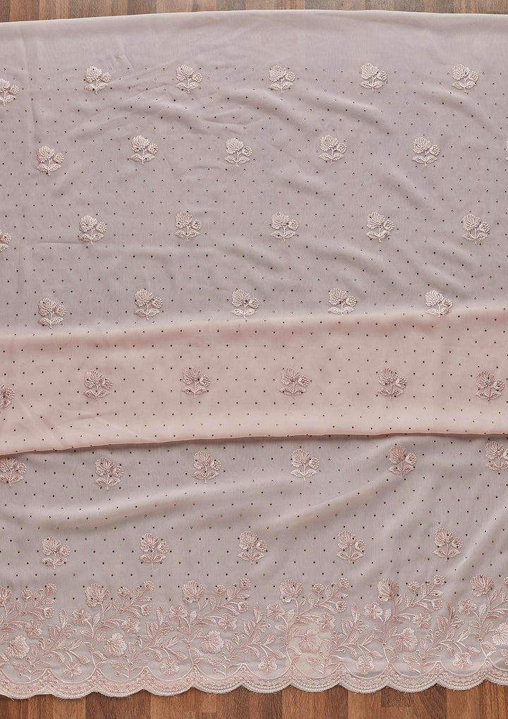 Pink Swarovski Georgette Unstitched Salwar Suit - Koskii