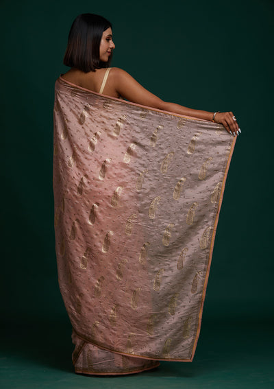 Pink Swarovski Shimmer Saree - Koskii
