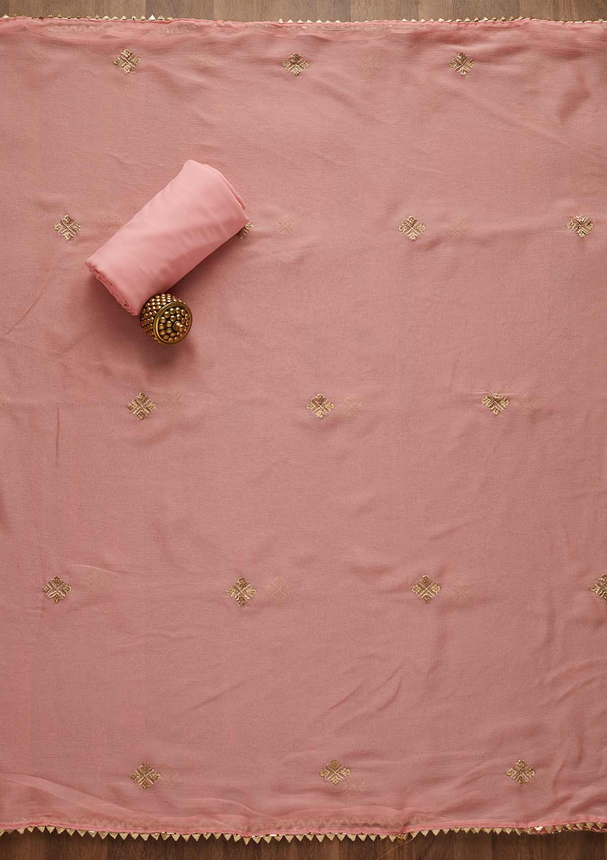 Pink Zariwork Art Silk Unstitched Salwar Suit-Koskii