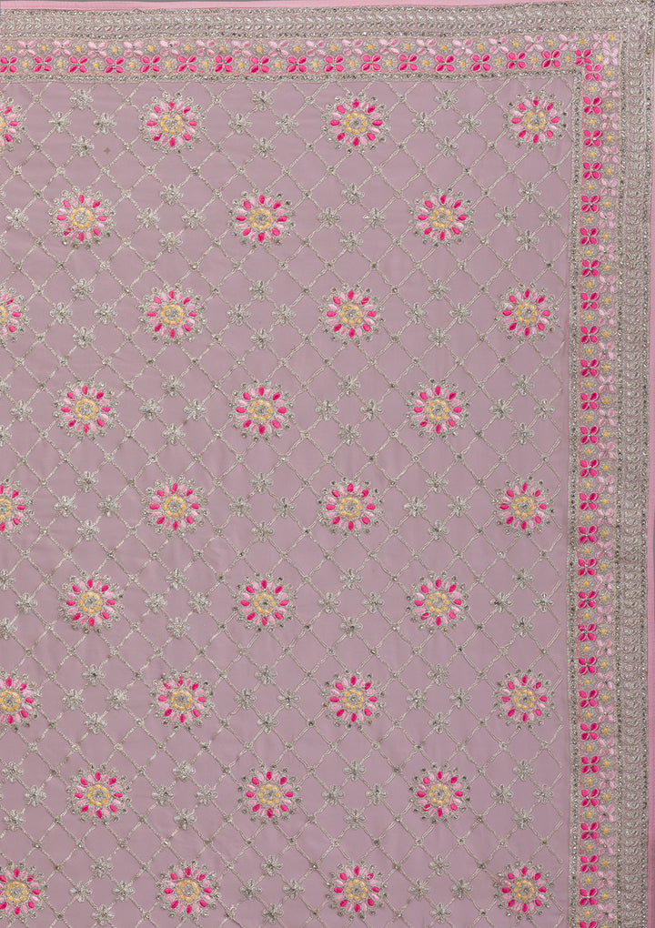Pink Threadwork Georgette Saree-Koskii