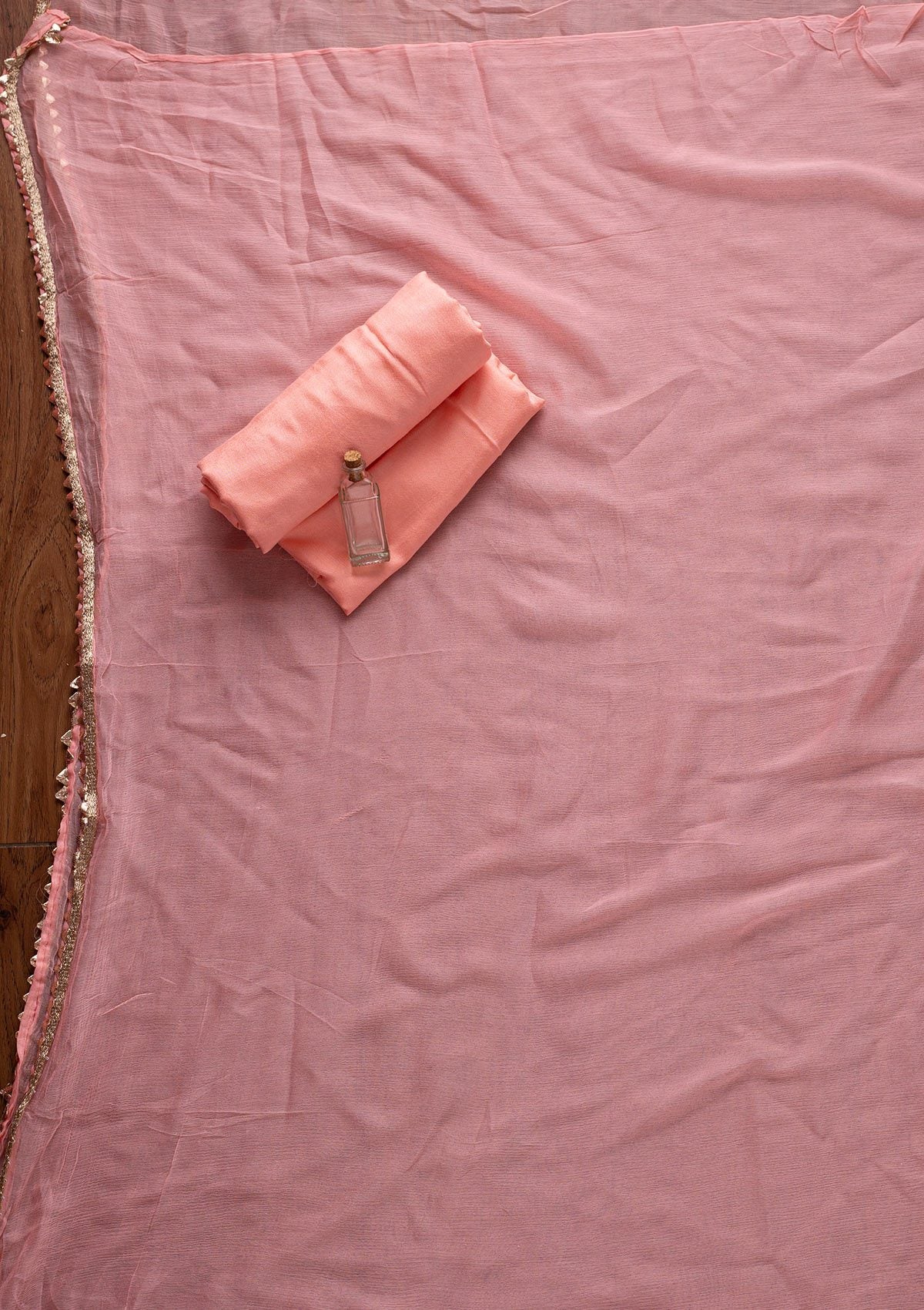Pink Threadwork Semi Crepe Designer Unstitched Salwar Suit - koskii