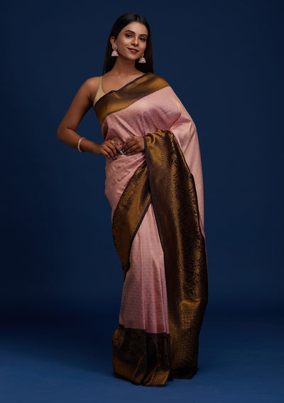 Pink Zariwork Art Silk Designer Saree - Koskii