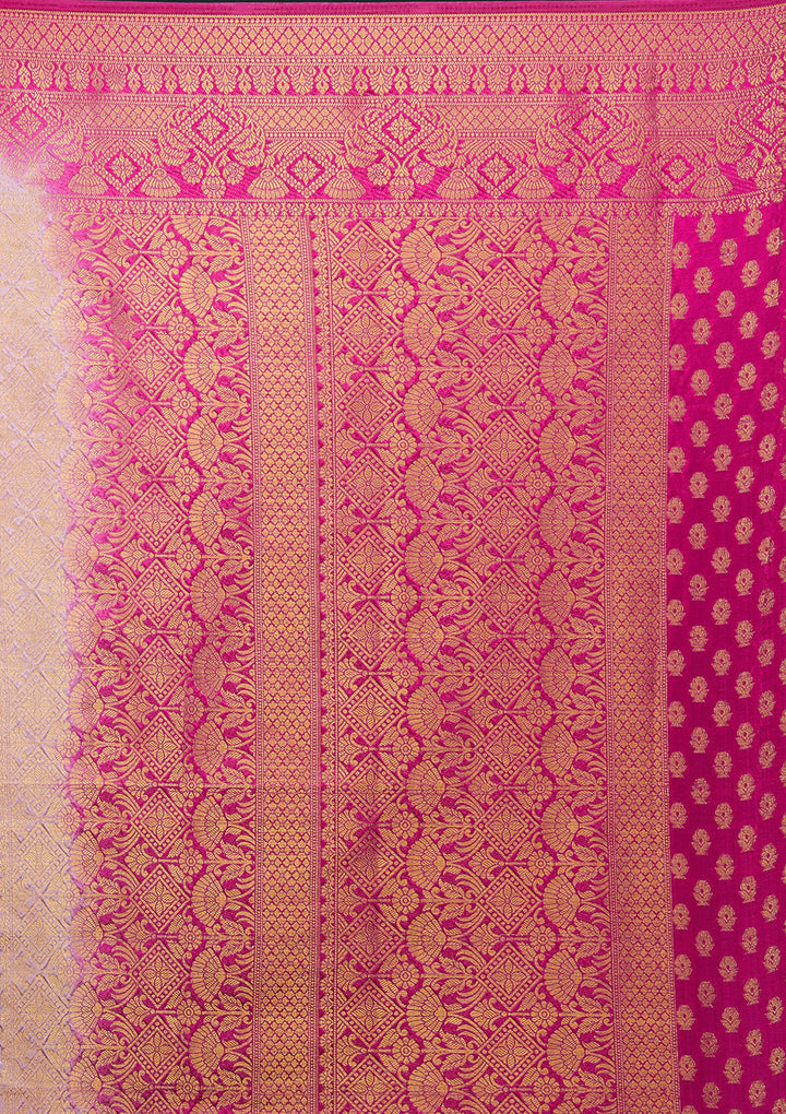 Pink Zariwork Art Silk Saree - Koskii