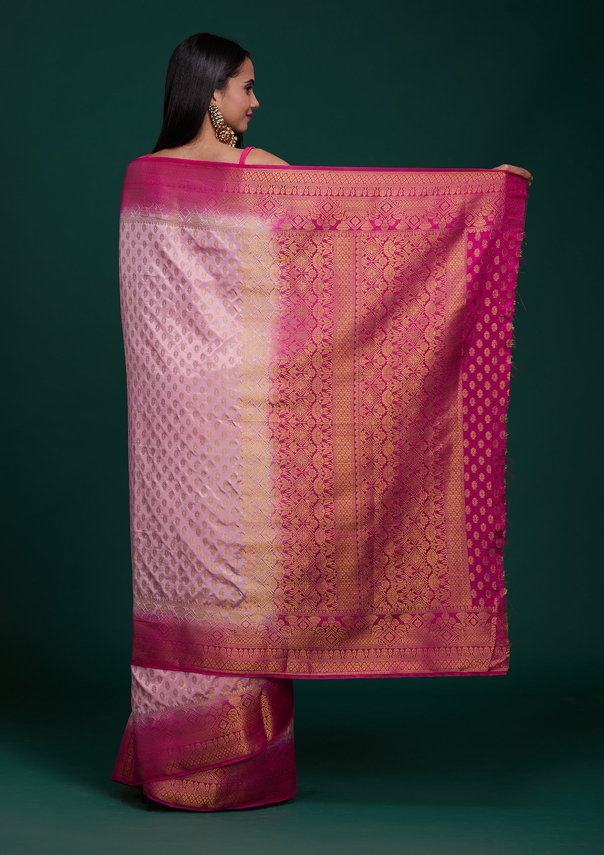 Pink Zariwork Art Silk Saree - Koskii