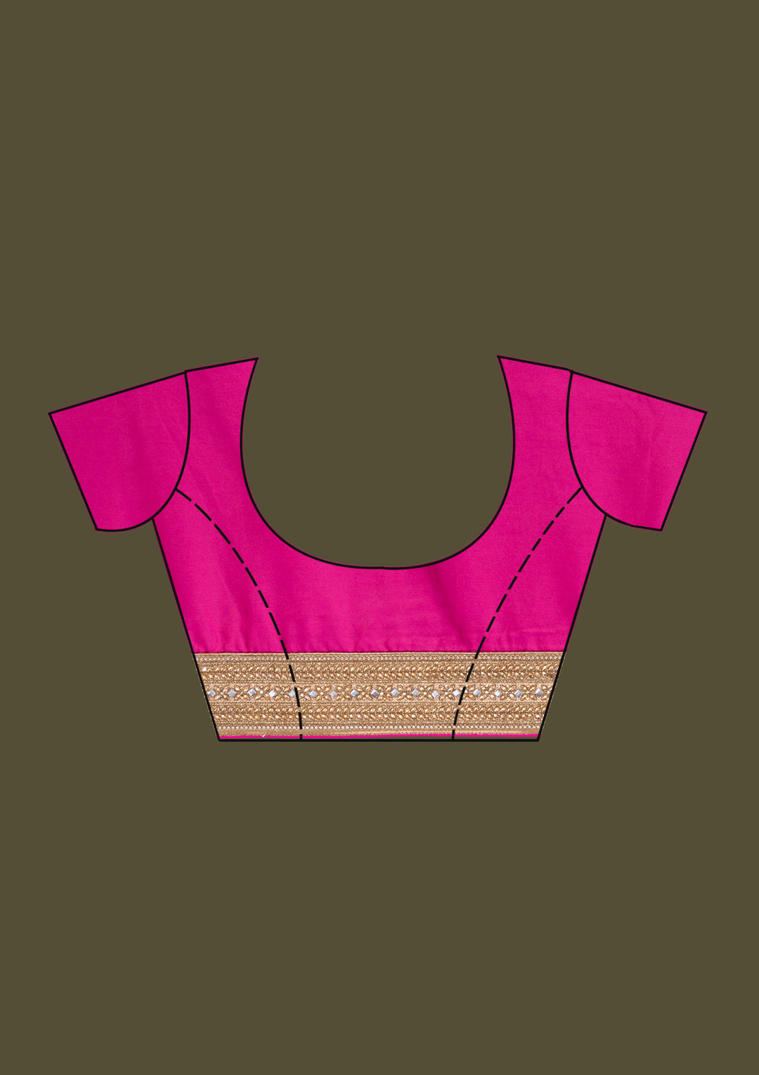 Pink Zariwork Art Silk Unstitched Saree-Koskii