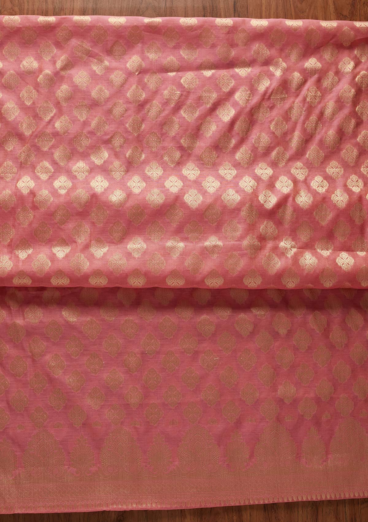 Pink Zariwork Banarasi Designer Unstitched Salwar Suit - koskii