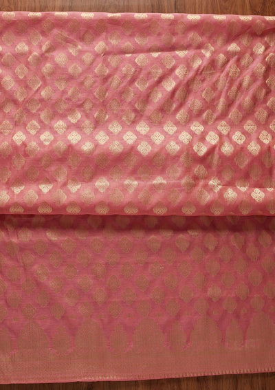 Pink Zariwork Banarasi Designer Unstitched Salwar Suit - koskii