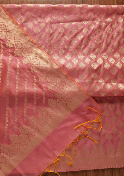 Pink Zariwork Banarasi Designer Unstitched Salwar Suit - koskii