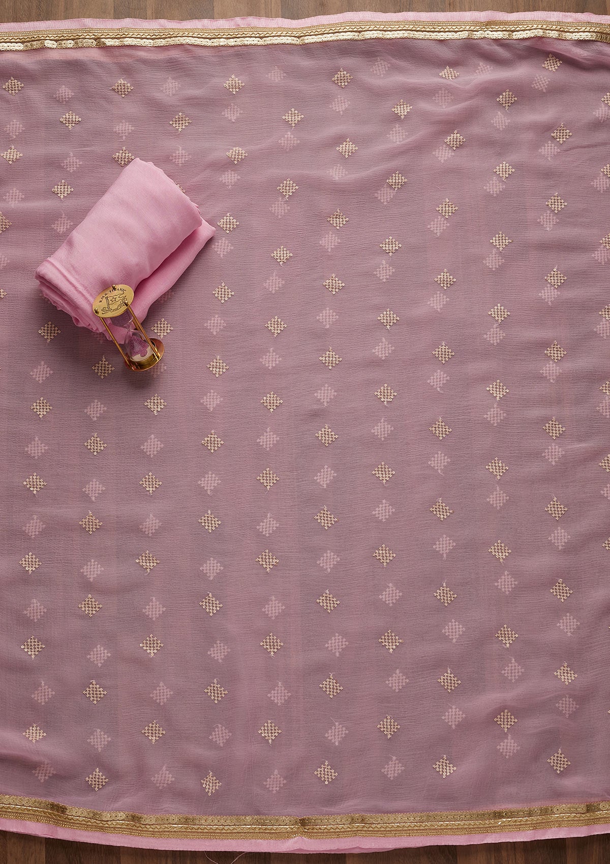 Pink Zariwork Georgette Semi-Stitched Salwar Suit-Koskii