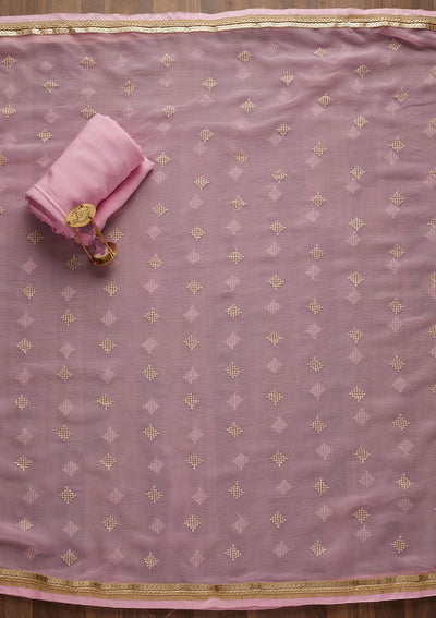 Pink Zariwork Georgette Semi-Stitched Salwar Suit-Koskii