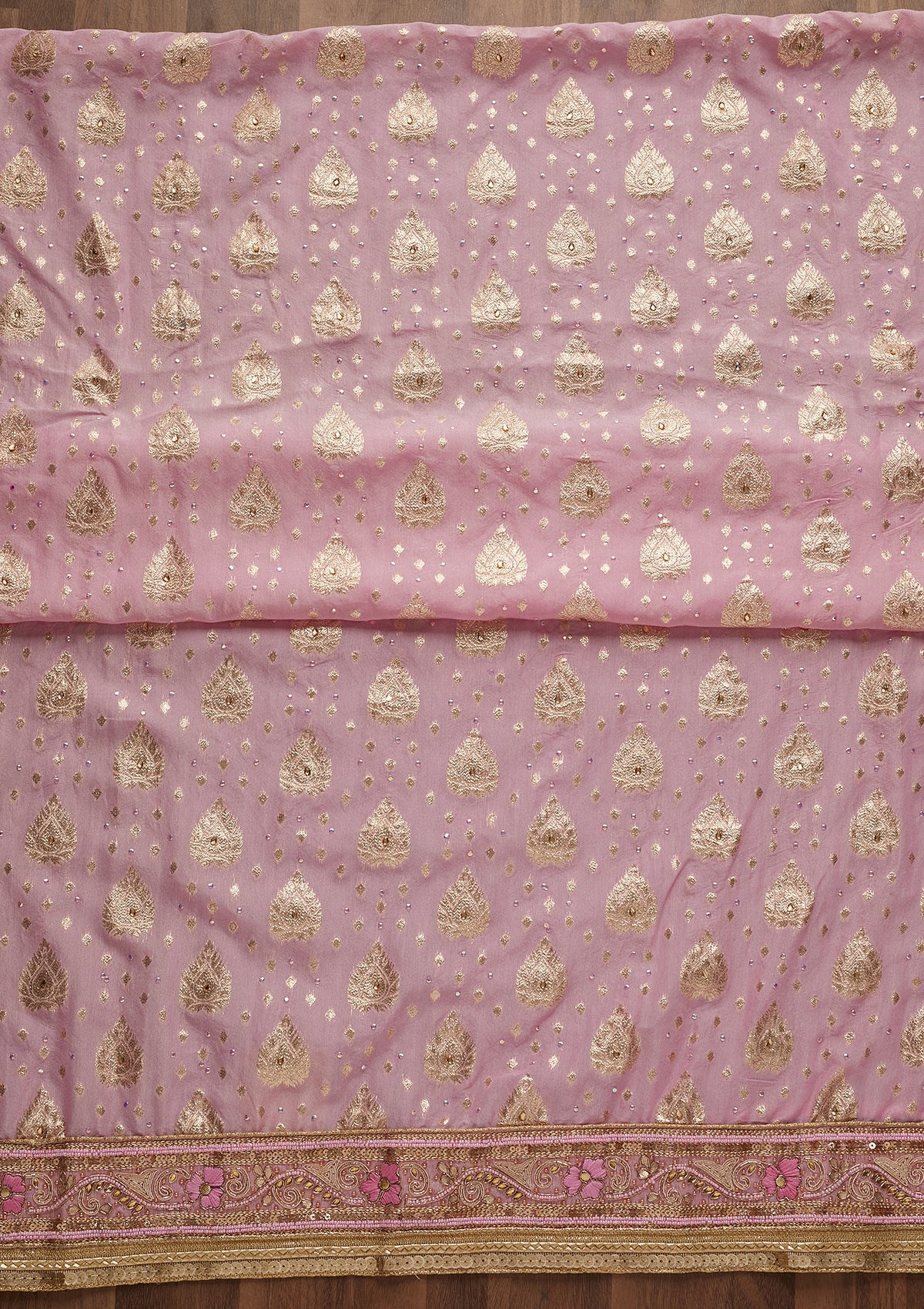 Pink Zariwork Georgette Semi-Stitched Salwar Suit-Koskii