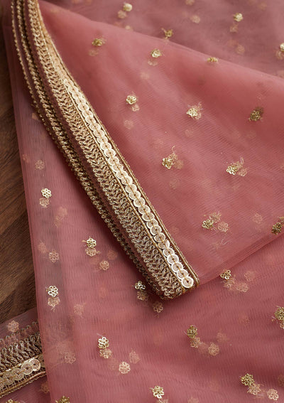 Pink Zariwork Net Readymade Dupatta-Koskii