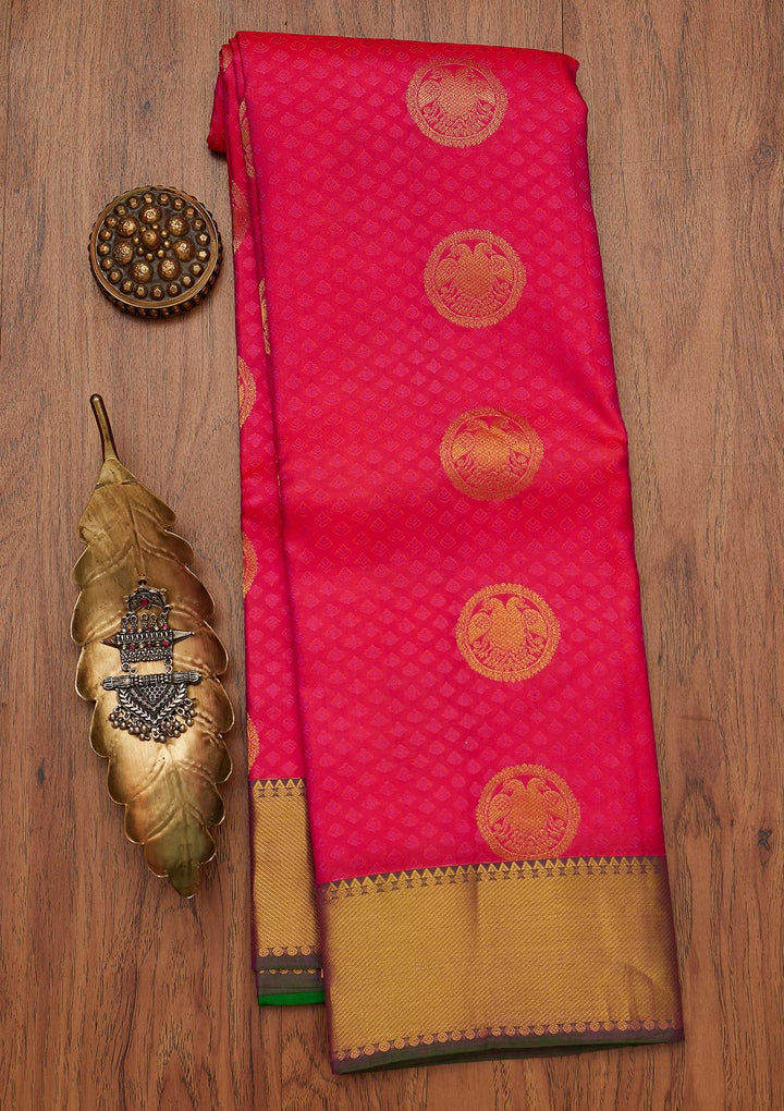 Pink Zariwork Pure Silk Designer Saree - koskii