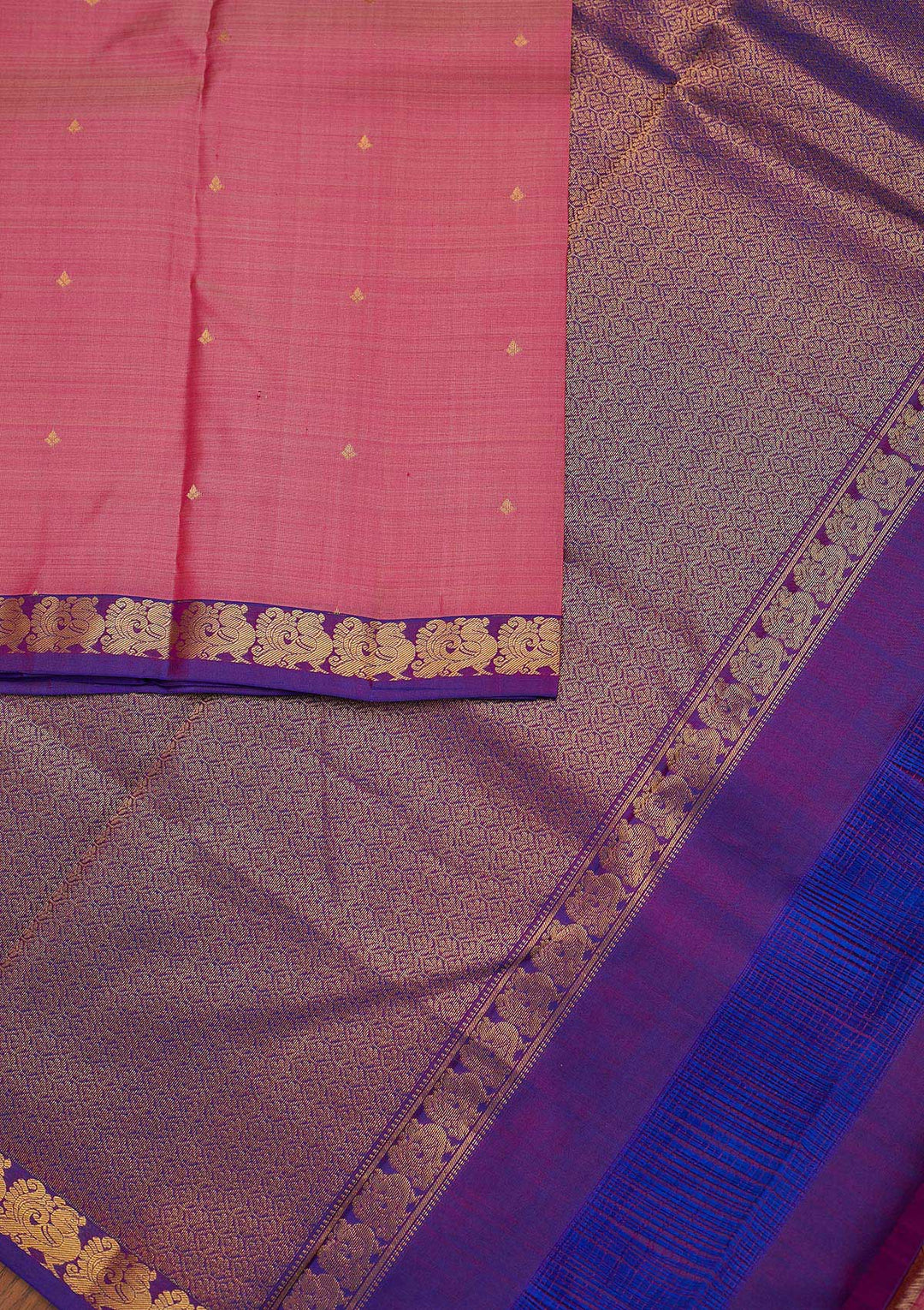 Pink Zariwork Pure Silk Designer Unstitched Saree - Koskii