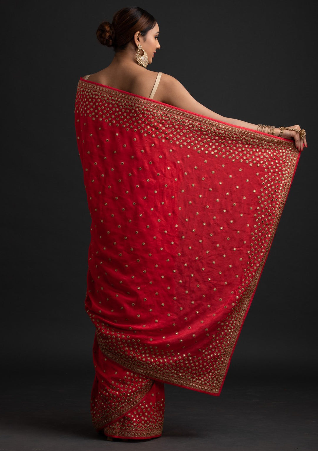 Pink Zariwork Raw Silk Designer Saree - koskii