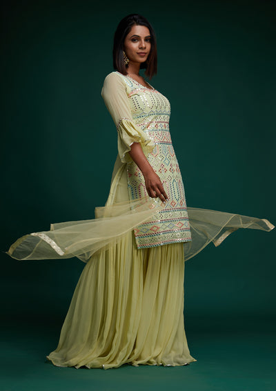 Pista Green Gotapatti Georgette Designer Salwar Suit- Koskii