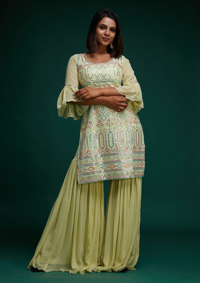 Pista Green Gotapatti Georgette Designer Salwar Suit - Koskii
