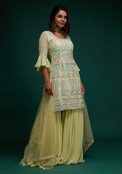 Pista Green Gotapatti Georgette Designer Salwar Suit - Koskii