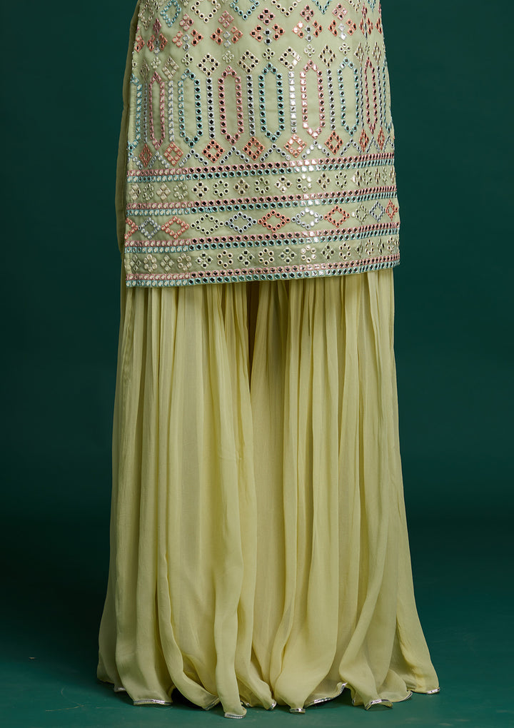 Pista Green Gotapatti Georgette Designer Salwar Suit - Koskii