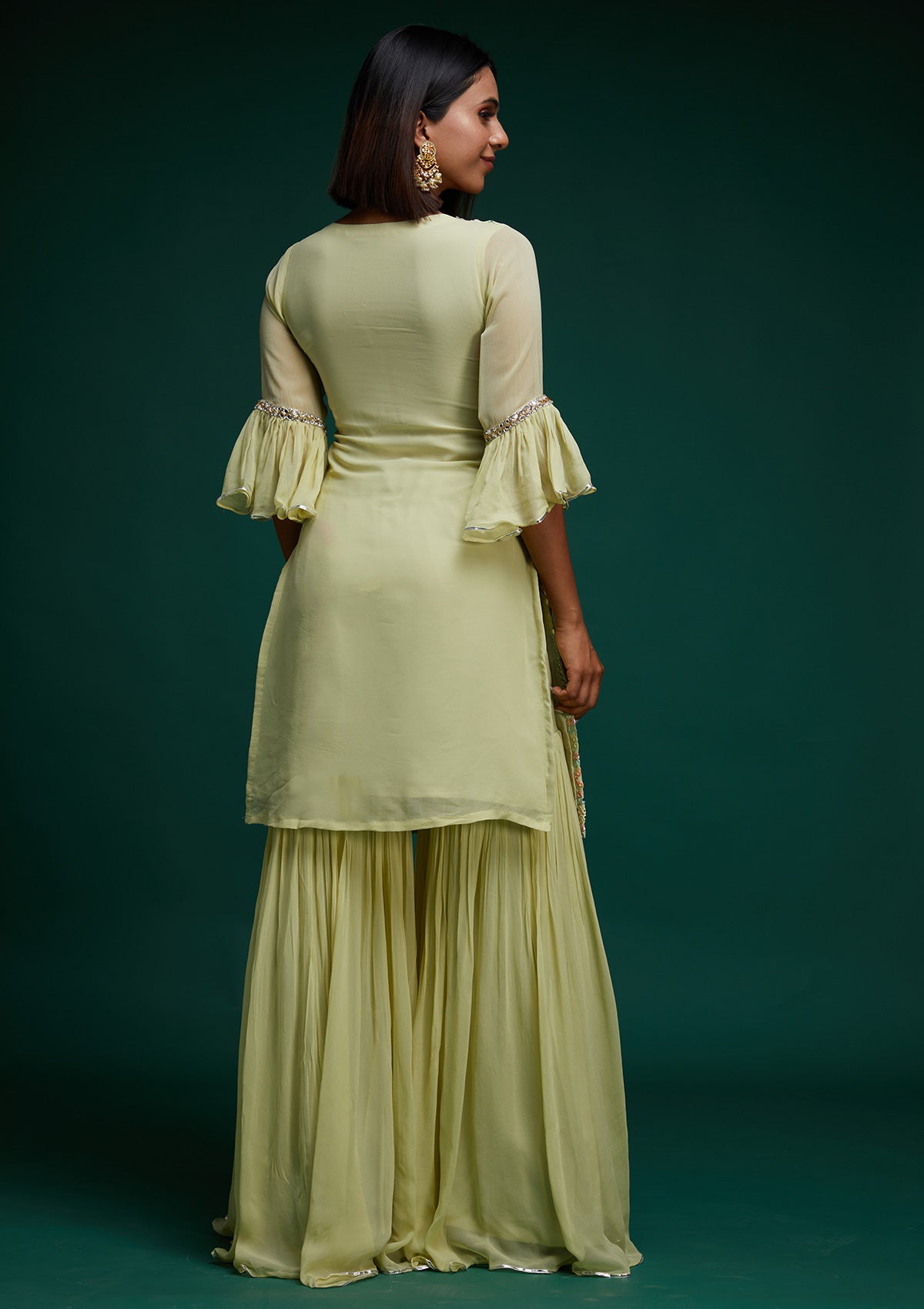 Pista Green Gotapatti Georgette Designer Salwar Suit - Koskii
