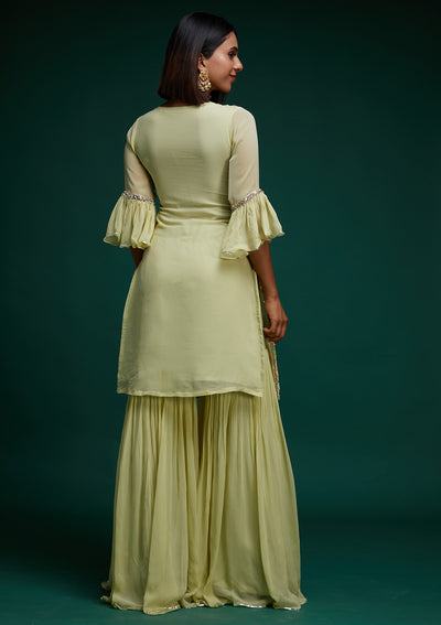 Pista Green Gotapatti Georgette Designer Salwar Suit - Koskii