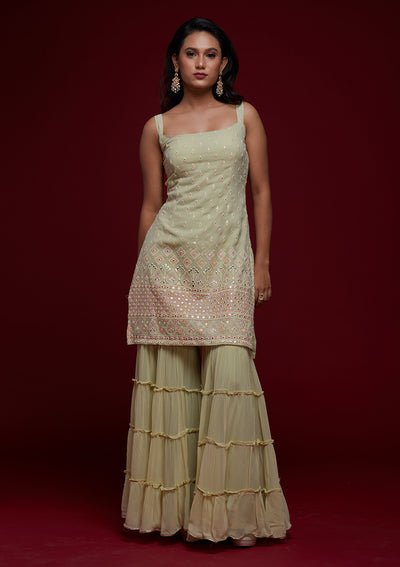 Pista Green Gotapatti Georgette Designer Salwar Suit - Koskii