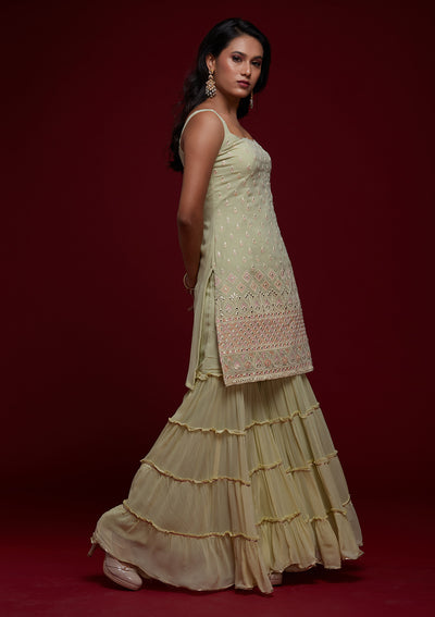 Pista Green Gotapatti Georgette Designer Salwar Suit - Koskii