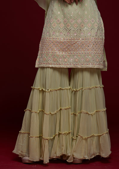 Pista Green Gotapatti Georgette Designer Salwar Suit - Koskii