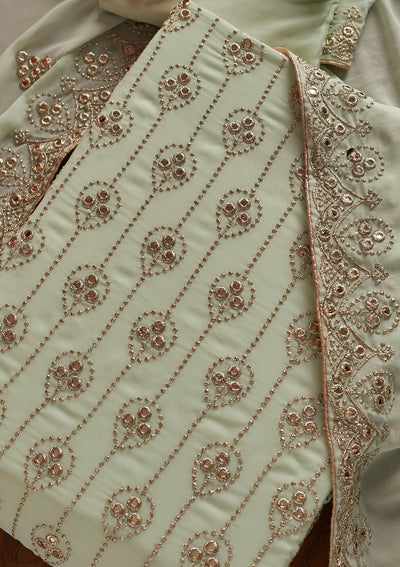 Pista Green Gotapatti Georgette Designer Unstitched Salwar Suit - koskii