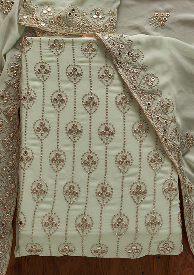 Pista Green Gotapatti Georgette Designer Unstitched Salwar Suit - koskii