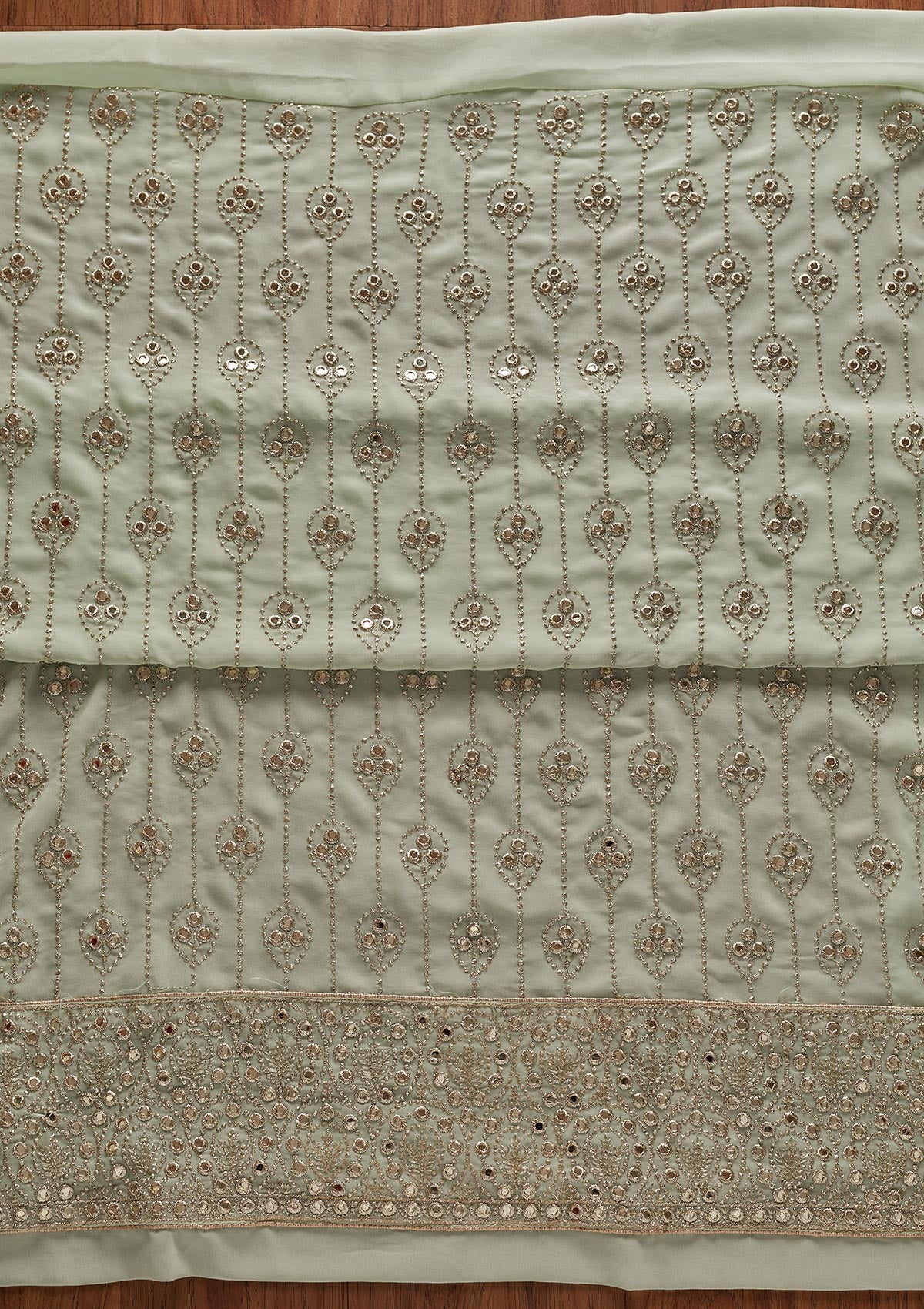 Pista Green Gotapatti Georgette Designer Unstitched Salwar Suit - koskii