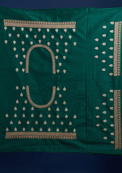 Pista Green Gotapatti Raw Silk Designer Semi-Stitched Lehenga - Koskii