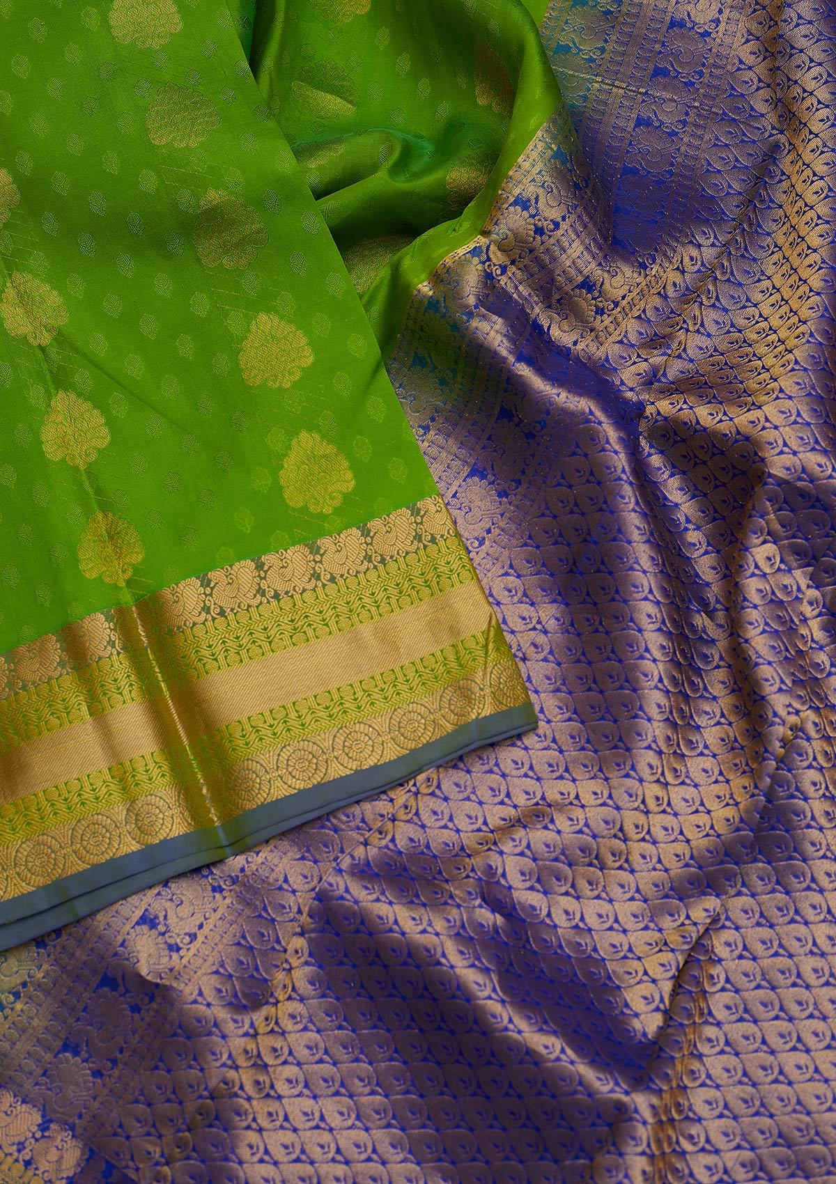 Pista Green Jacquard Pure Silk Designer Saree - koskii