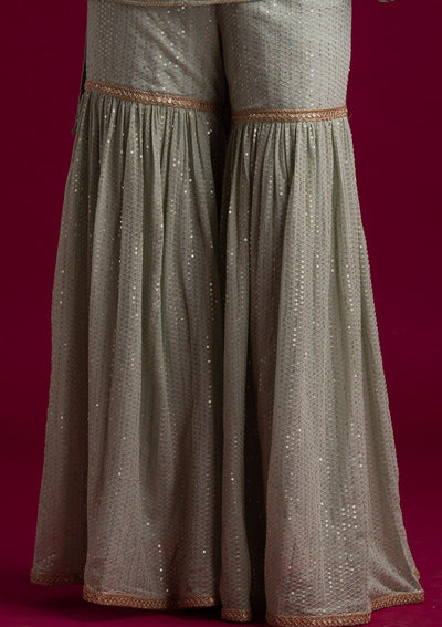Pista Green Sequins Georgette Designer Salwar-Suit - koskii