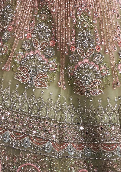 Pista Green Sequins Net Designer Lehenga - koskii