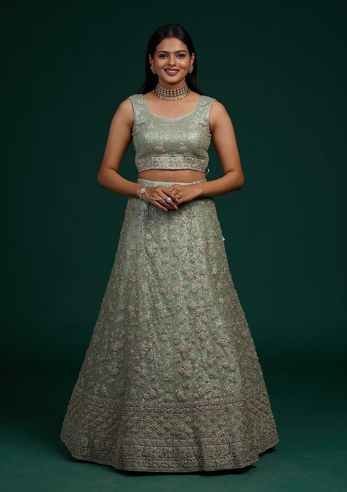 Update 80+ pista colour lehenga combination - POPPY