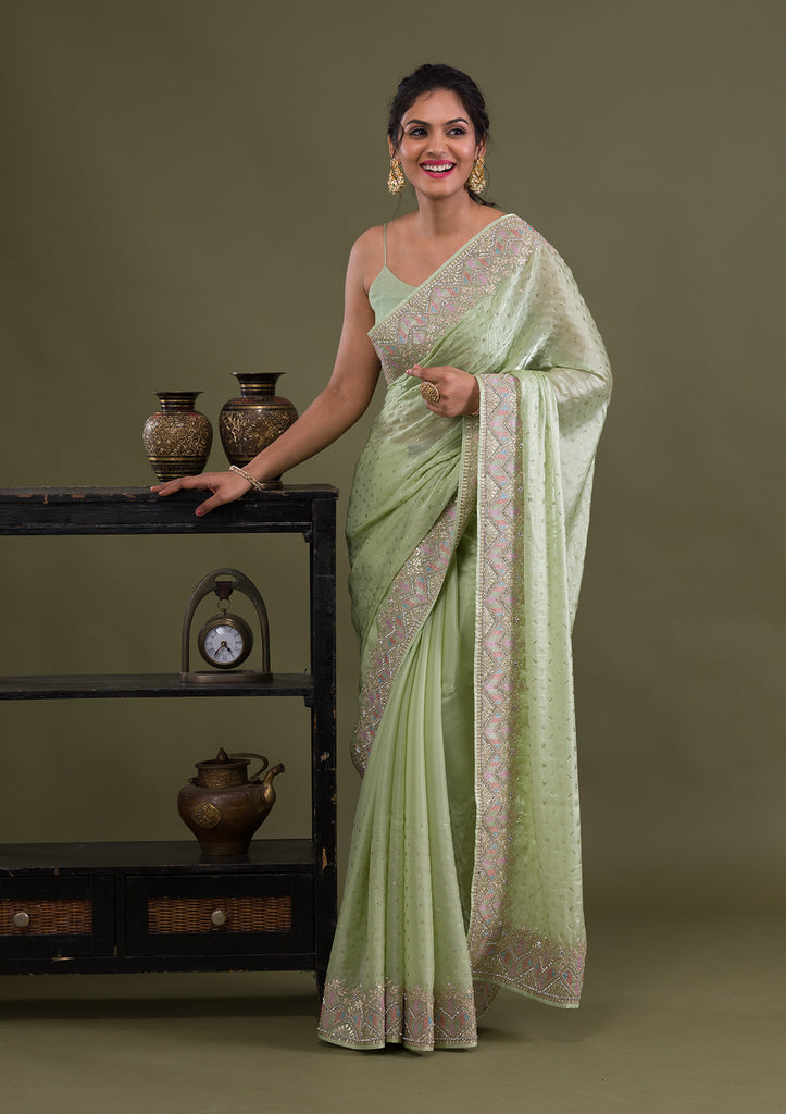 Details more than 180 green and silver saree latest