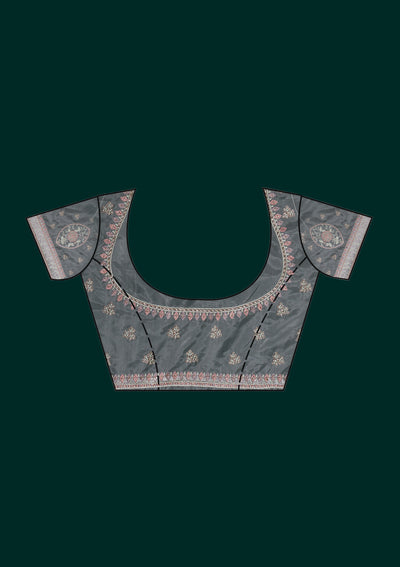 Pista Green Silver Stonework Tissue Saree - Koskii