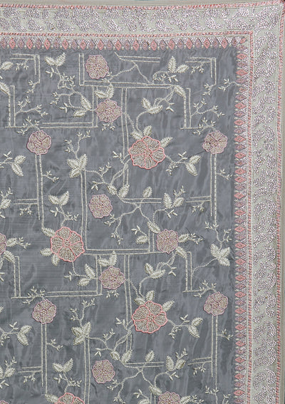 Pista Green Silver Stonework Tissue Saree - Koskii