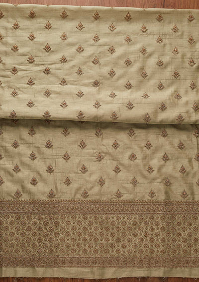 Pista Green Stonework Raw Silk Designer Unstitched Salwar Suit - koskii