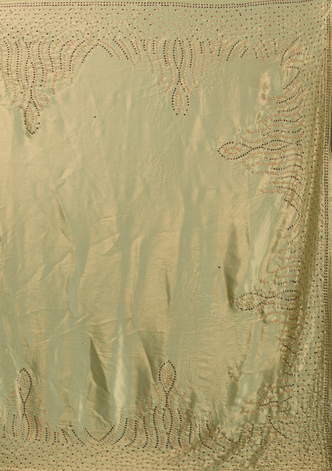 Pista Green Stonework Satin Saree-Koskii