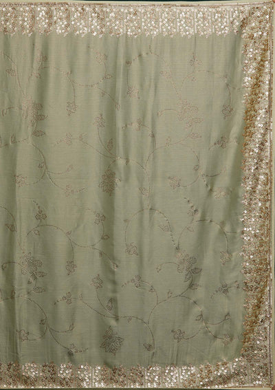 Pista Green Swarovski Shimmer Designer Saree - Koskii